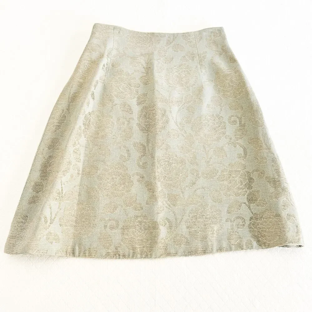Provasoli Torino Sage Green Vintage 100% Wool Mini Skirt Made in Italy Size 42